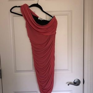 Peach ruched dress